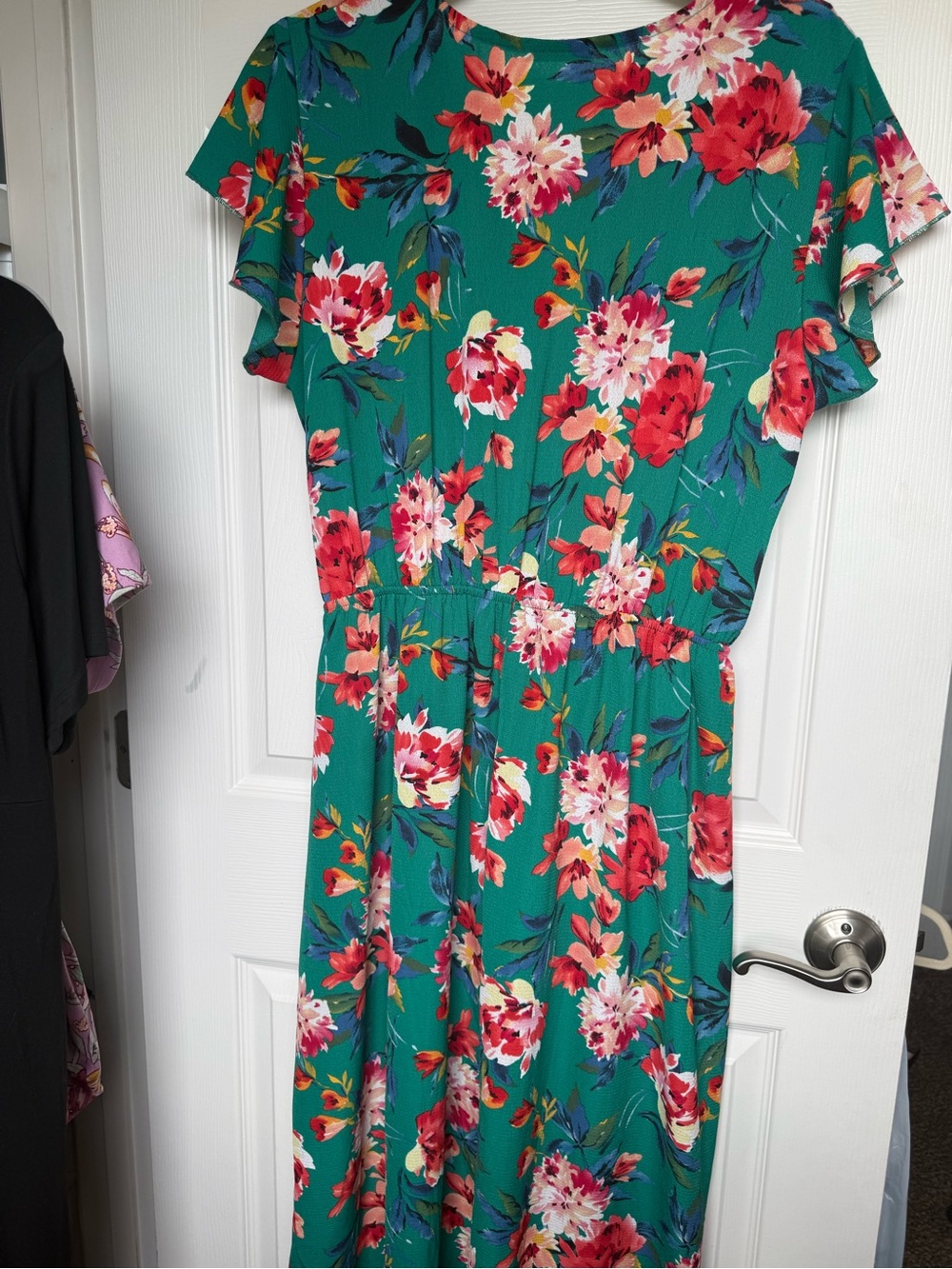 Floral Maxi Dress in Green & Pink Size 2X